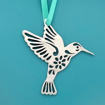 PEWTER HUMMINBIRD ORNAMENT