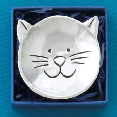 CAT PEWTER CHARM BOWL