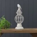 WHITE METAL BIRD CAGE FINIAL