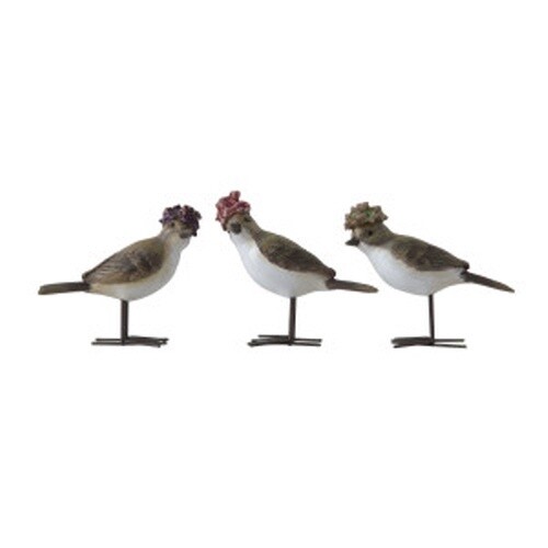 RESIN BIRD WITH FLOWER HAT 3 STYLES