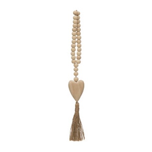WOOD BEADS WITH HEART