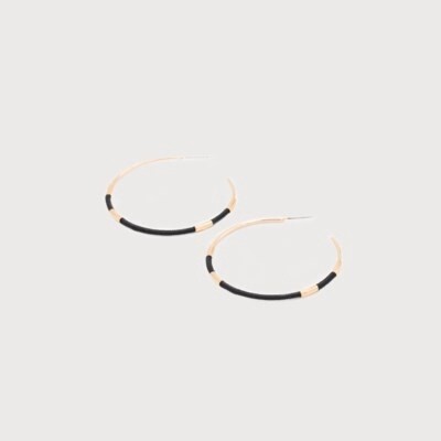 LARGE BLACK AND GOLD HOOPS
