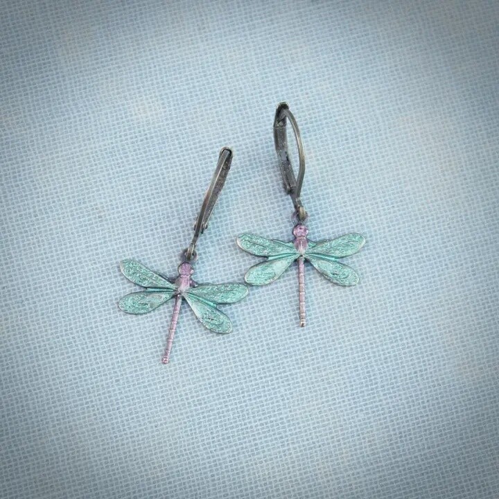 FROSTY GREEN DRAGONFLY EARRINGS