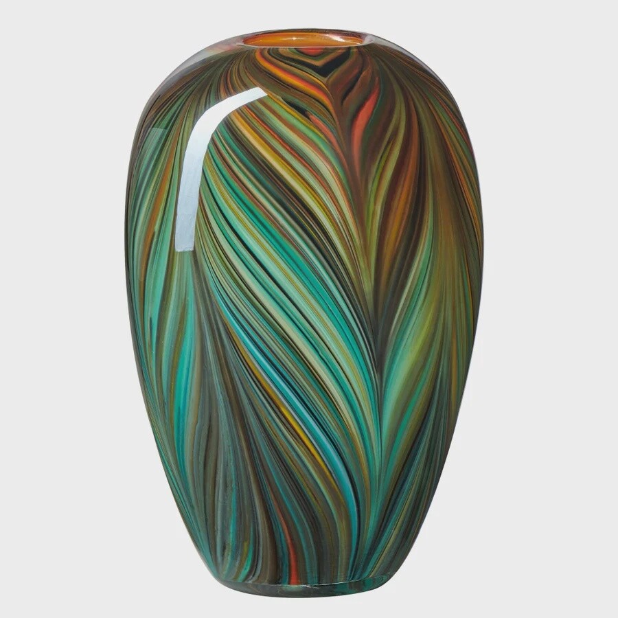 ODESSA FATHERED BLUE VASE