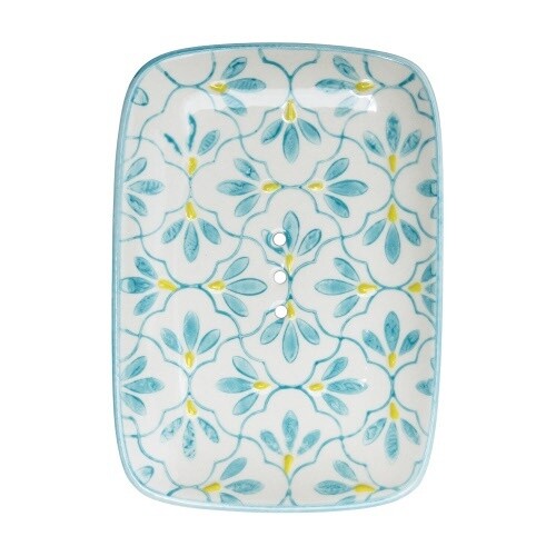 BLUE FLORAL PORCELAIN SOAP DISH