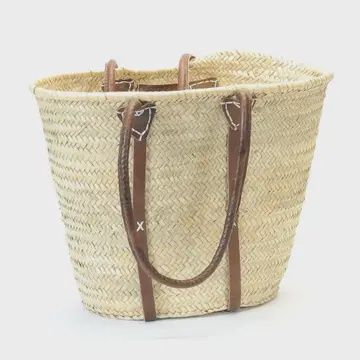 STRAW SHOPPER WITH SHOULDER STRAPS