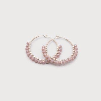 LAVENDER BEAD HOOPS