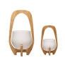bamboo stand and ceramic pot