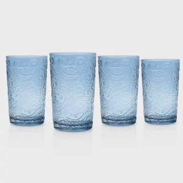 BLUE PAISLEY DRINKING GLASS