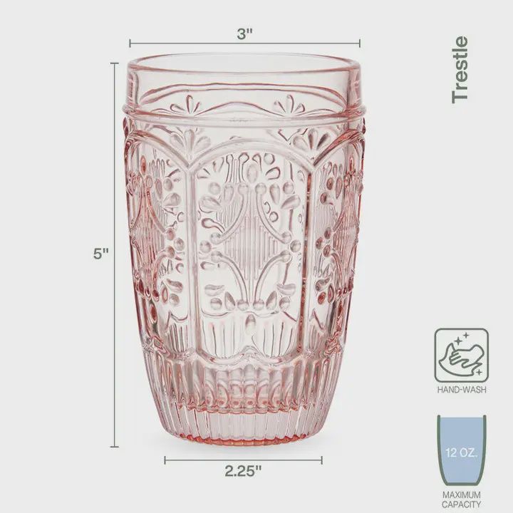 12oz Pink Highball glass