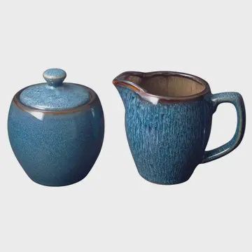 STONEWARE BLUE CREAM AND SUGAR SET