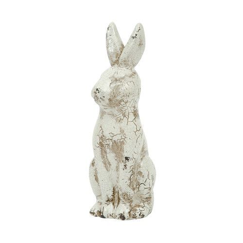 8" CREAM DISTRESSED CERAMIC RABBIT