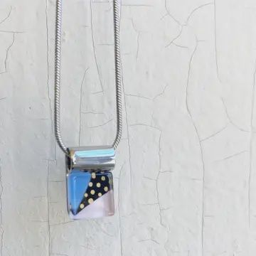 Small hand painted glass necklace