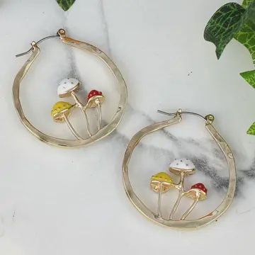 Mushroom Gold hoops