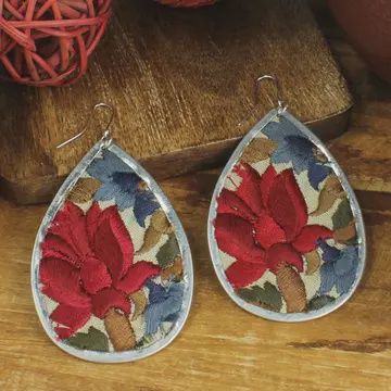 Red embroidered teardrop
