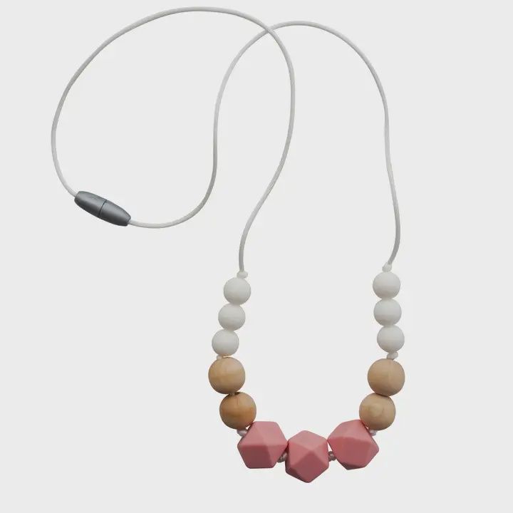 SILICONE AND WOOD TEETHING NECKLACE ASST