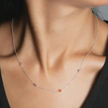 925 SILVER WITH COLOURFUL STONES NECKLACE
