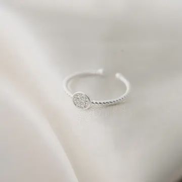 925 SILVER TWIST RING WITH STONES