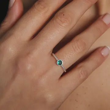 925 SILVER TWOST RING WITH COLOURED STONE