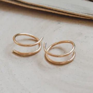Twist-in Double Huggie Hoop Earrings - Hypoallergenic Gold