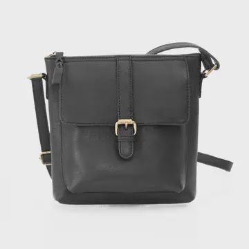BLACK LEATHER CROSSBODY PURSE