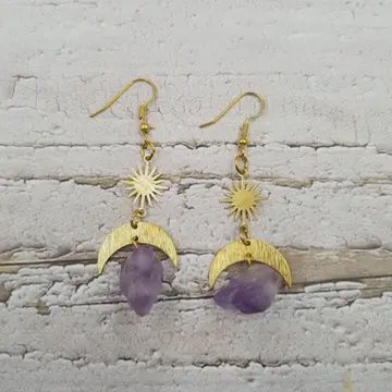 PURPLE/GOLD MOON EARRINGS