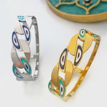 EVIL EYE HINGLE BANGLE BRACELET
