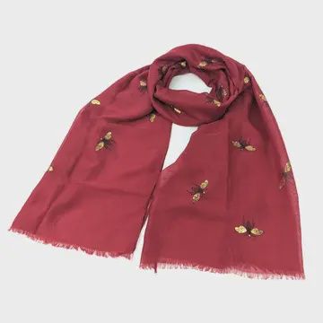 GLITTER BEE SCARF - WINE RED