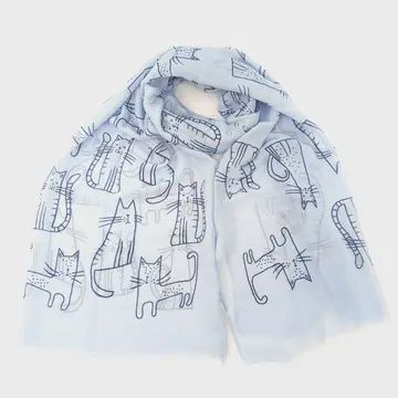 CAT OUTLINE SCARF - LIGHT BLUE