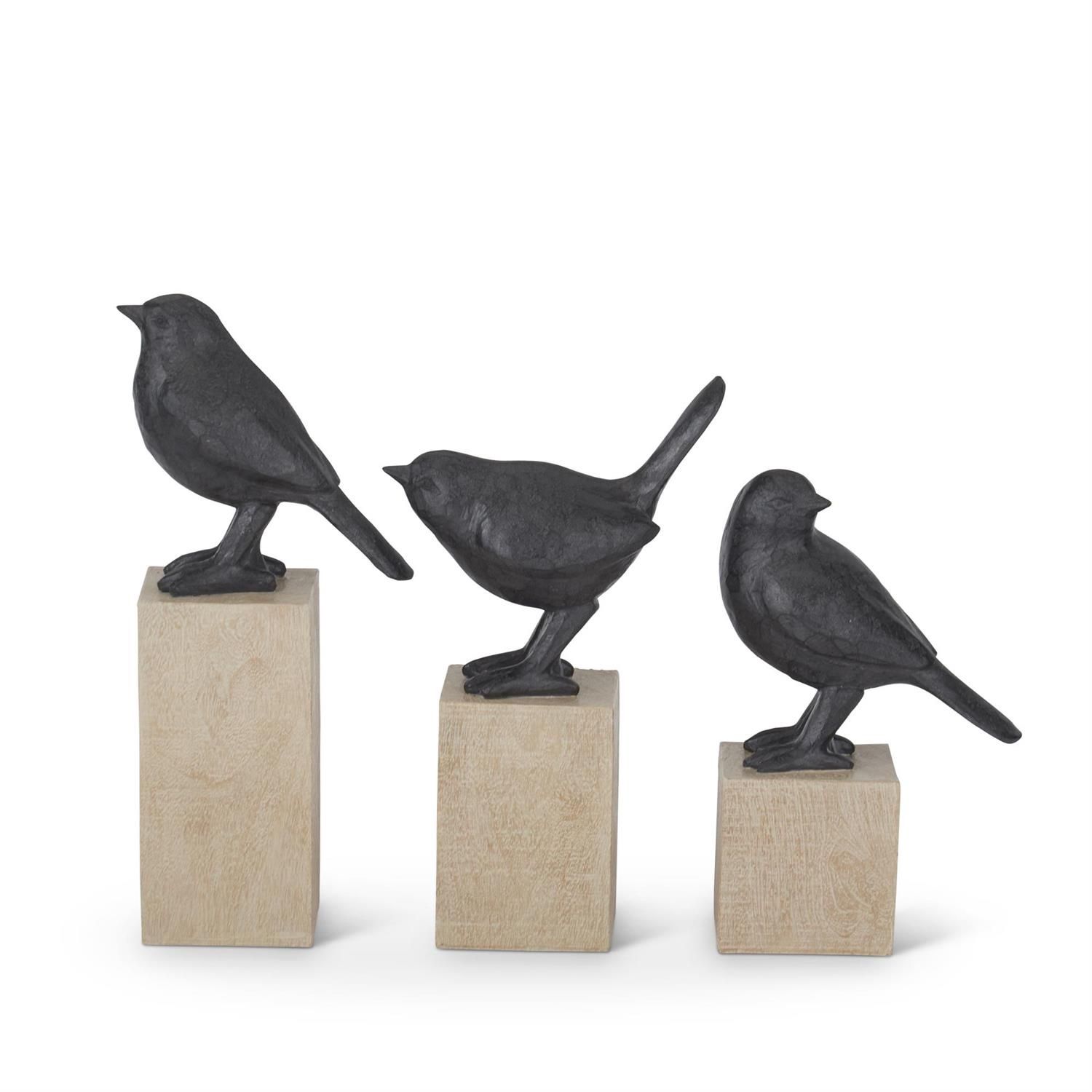 BLACK BIRD ON WOOD BLOCK