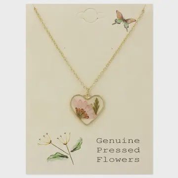 COTTAGE FLORAL HEART DRIED FLOWER NECKLACE