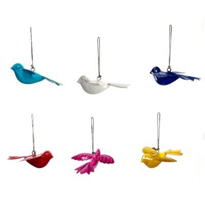 ENAMEL HANGING BIRD 6"