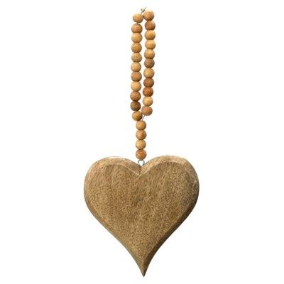 WOOD HEART WITH BEADS