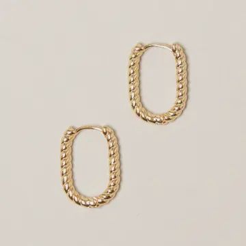 XS-14K Gold Dipped U Shaped Twist Hoop Earrings