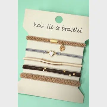 BOHO DUAL FUNCTION BRACELET HAIR TIES - ASST.