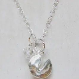SILVER FORTUNE COOKIE NECKLACE