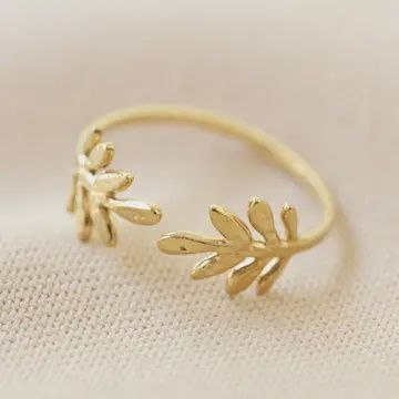 STAINLESS STEEL FERN LEAF RING - GOLD