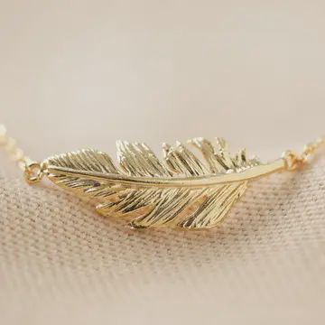 GOLD FEATHER NECKLACE