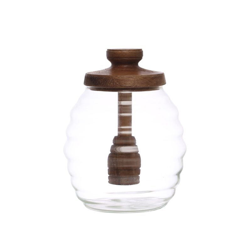 Honey jar with acacia wood lid