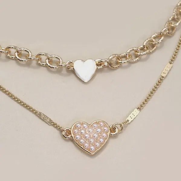 double layer heart necklace