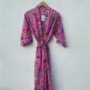 COTTON BLOCK PRINTED ROBE/KIMONO