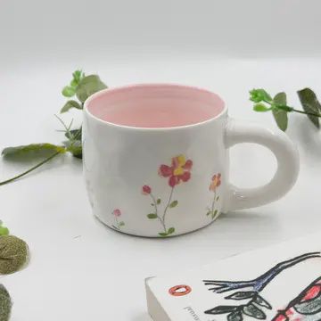 PINK FLOWER CERAMIC MUG
