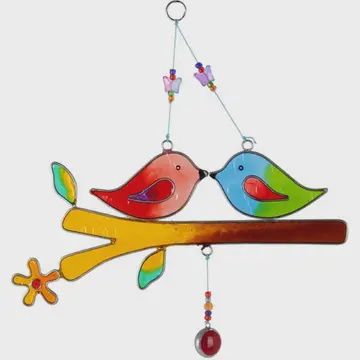 LOVEBIRDS ON A BRANCH SUNCATCHER