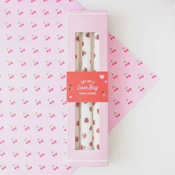 SET OF 3 LADYBUG TAPER CANDLES