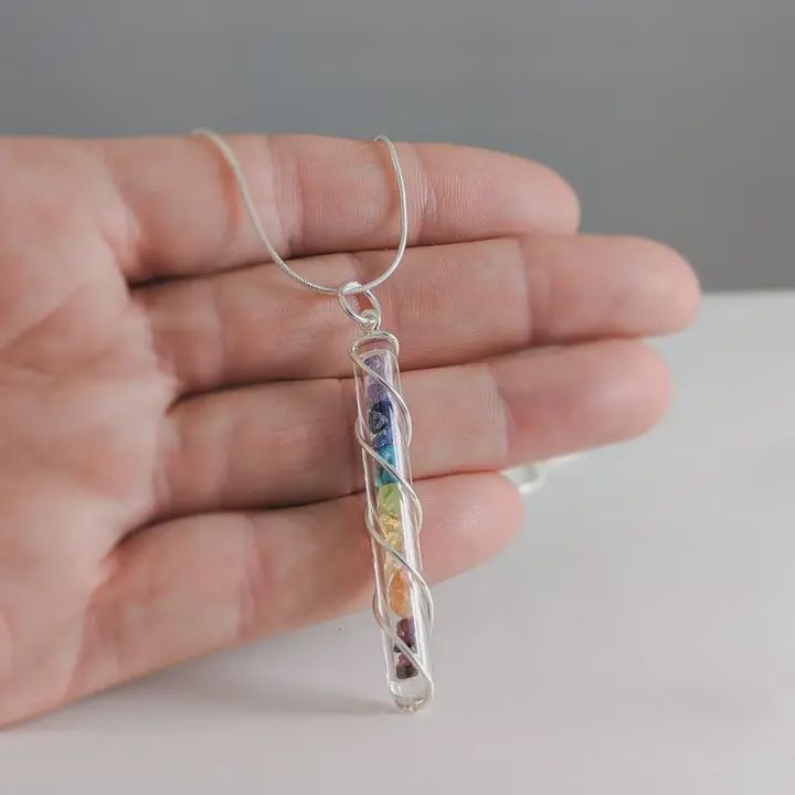 RAINBOW STONE CHIPS PENDANT 925