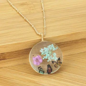 ROUND FLOWER/BUTTERFLY NECKLACE