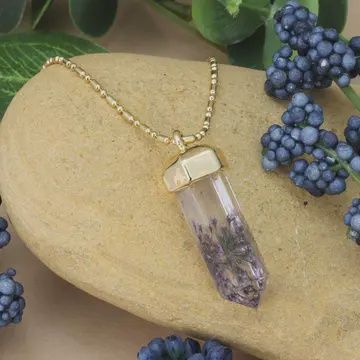 Cottage Floral lavender crystal necklace
