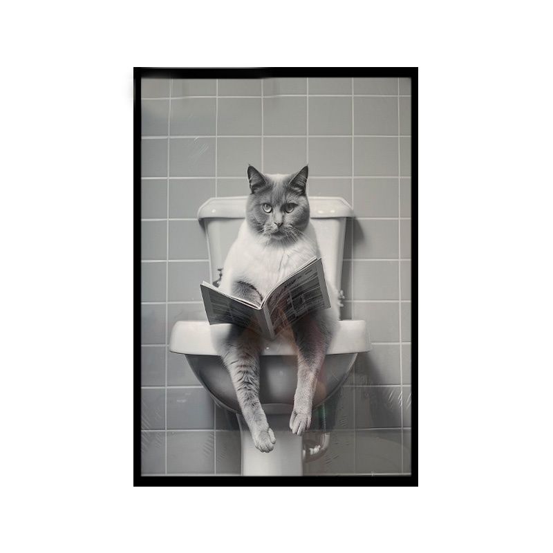 CAT READING NEWPAPER CANVAS