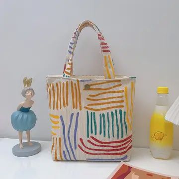 STRIPED CORDUROY TOTE