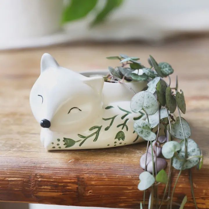 CERAMIC FOX PLANTER